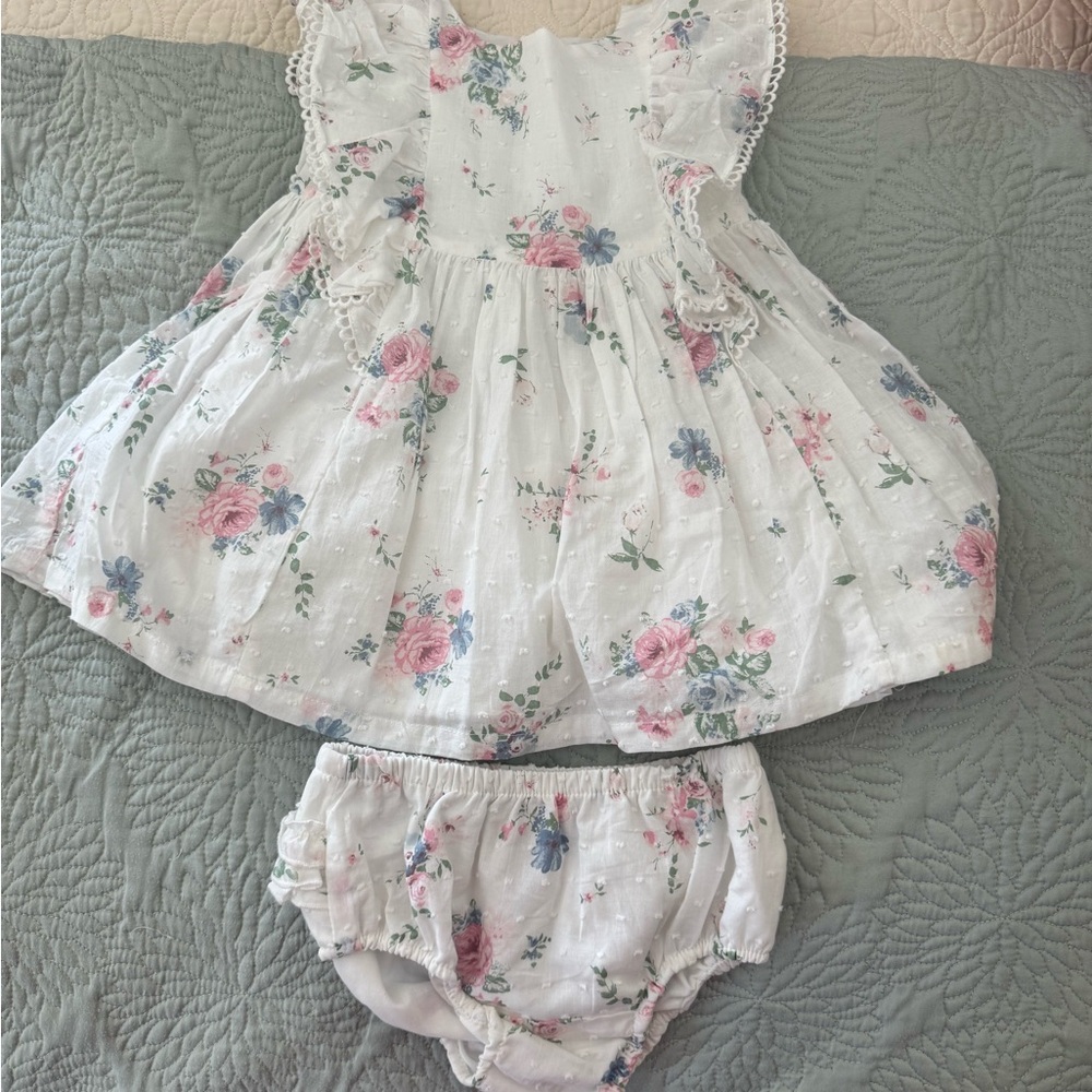 Catherine Malandrino Floral Kids Dress Set - White and Pink